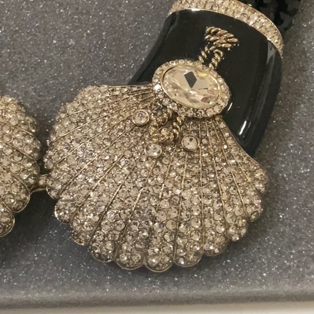 Black And Gold Crystal Shell Statement Necklace A… - image 3